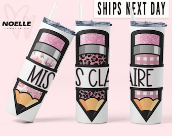 Teacher Appreciation Gifts Teacher Tumbler Teacher Gift Teacher Cup Pencil Tumbler Faux Glitter Personalized Tumbler Teacher Mug Skinny 20oz