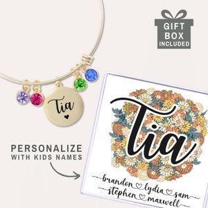 Tia Bracelet Tia Gifts for Día de la Madre Gift for Spanish Tia from Niece Personalized with Kids Names Nieces and Nephews Tia Jewelry