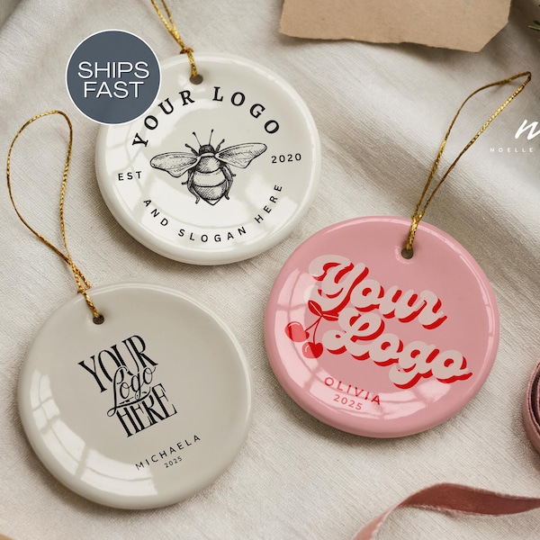 Adorno personalizado con el logotipo de la empresa. Adorno con el logotipo corporativo. Adorno navideño de recuerdo para la empresa. Adorno para hacer tú mismo.