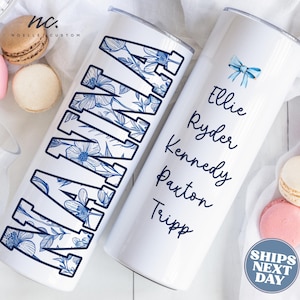 Custom Nanna Tumbler with Straw for Grandma Personalized Nanna Gifts Nanna Floral Travel Mug from Grandkids Nanna Mother&#39;s Day Nanna Cup