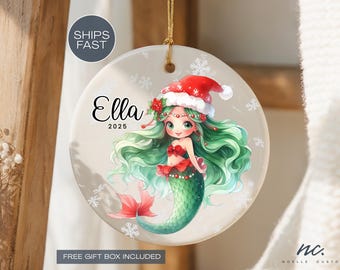 Personalized Mermaid Christmas Ornament for Kids Mermaid Ornament for Girls Kids Ornament for Granddaughter Baby Girl First Christmas