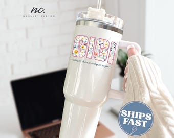 Custom Gigi 40oz Tumbler Gift from Grandkids Personalized Tumbler with Handle for Gigi with Grandkids Name Tumbler for Gigi Mother&#39;s Day