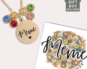 Meme Est 2025 Gifts Meme Jewelry for New Grandma Pregnancy Announcement to Grandmother Mother&#39;s Day Gift for Meme Necklace