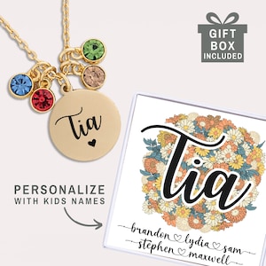 Tia Gifts Tia Jewelry for Día de la Madre Mother&#39;s Day Gift for Tia Spanish Mothers Day Necklace Personalized with Niece and Nephew Names