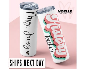 Personalized History Teacher Tumbler Gift for High School History Teachers Custom Name Travel Mug Teacher Appreciation Gifts for History
