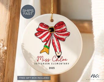 First Year Teacher Ornament Custom Teacher Christmas Ornament New Teacher Ornament Teacher Appreciation Ornament Thank You Teacher Ornament