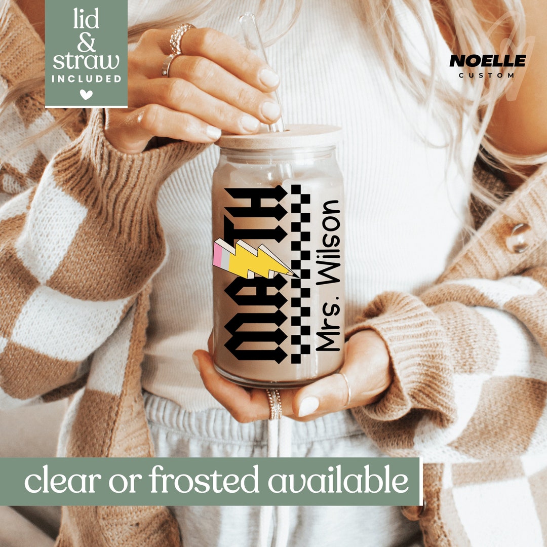 Personalized Math Teacher Appreciation Gift 16oz Sipper Glass Custom ...