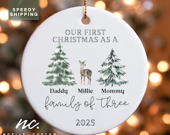 Personalized Family of Three Christmas Ornament First Christmas as Family  for New Family of 3 Christmas Keepsake Gift for New Parents 2025