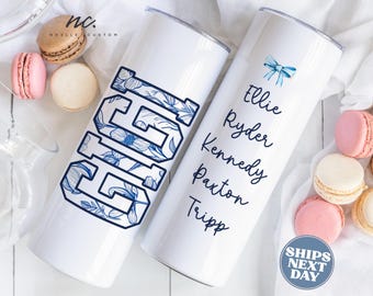 Custom Gigi Tumbler with Straw for Grandma Personalized Gigi Gifts Gigi Floral Travel Mug from Grandkids Gigi Mother's Day Gigi Coffee Cup