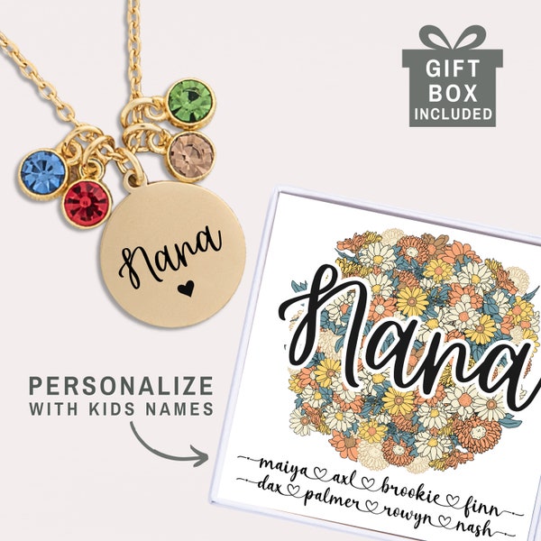 Nana Gifts Nana Jewelry for Mother's Day Gift for Nana from Granddaughter Personalized with Kids Names Custom Grandmother Nana Necklace