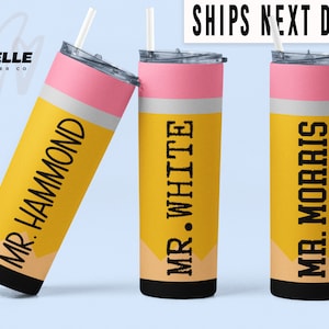 Personalized Male Teacher Gift Male Teacher Tumbler Male Teacher Appreciation Gifts Custom Name Tumbler for Male Teacher Pencil Travel Mug