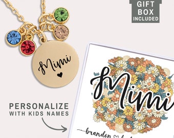 Mimi Gifts Mimi Jewelry for Mother's Day Gift for Mimi from Granddaughter Personalized with Kids Names Custom Grandmother Mimi Necklace