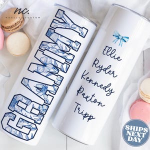 Custom Grammy Tumbler with Straw for Grandma Personalized Grammy Gifts Floral Travel Mug from Grandkids Grammy Mother&#39;s Day Grammy Cup