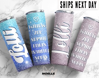 Personalized Glitter Lolli Tumbler for Mothers Day Gift Cute Custom Glitter To Go Cup for Grandmother Lolli Ombre Grandma Gifts Travel Mug
