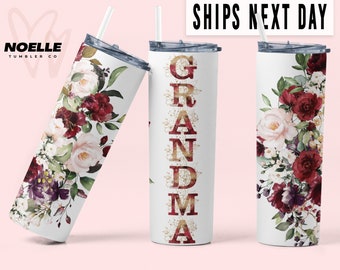 Grandma Tumbler for Grandmother for Mother's Day Floral Mother's Day Gifts For Grandma Cute Gran Travel Mug for Her Floral Tumbler Gift