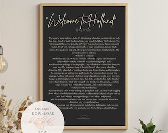 Dark Center Title Welcome To Holland Poem | Inspirational |  Special Needs Art Print | Nicu | Autism |  Down Syndrome | Rare | Digital Gift