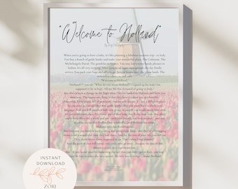 Windmill & Tulips Center Title Welcome To Holland Poem Print | Special Needs Art | Down Syndrome | CDKL5 | Cystic Fibrosis | Digital Gift