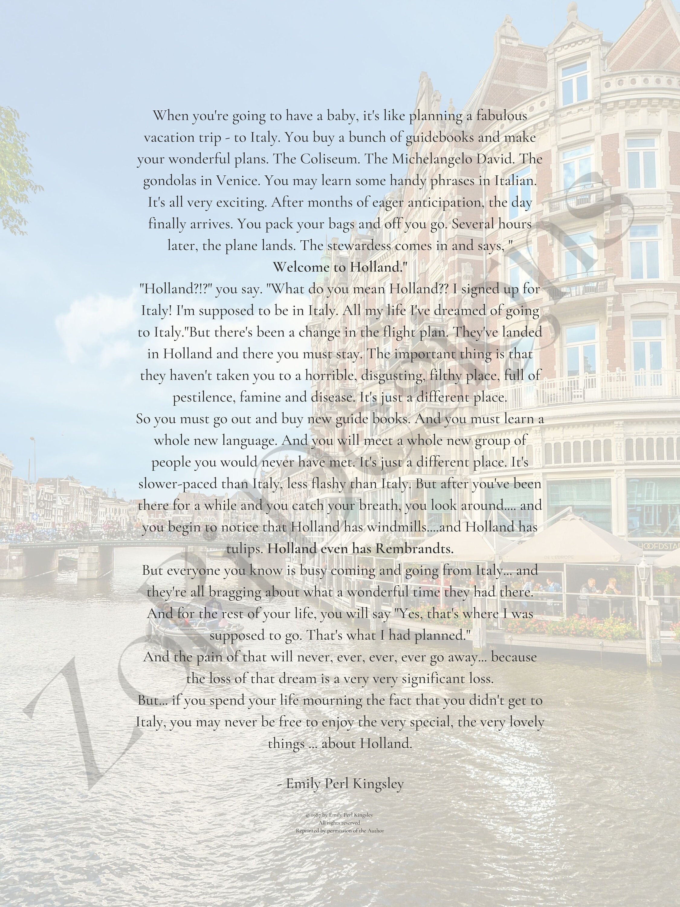 to Holland Poem City Full Print Special Needs Art Etsy
