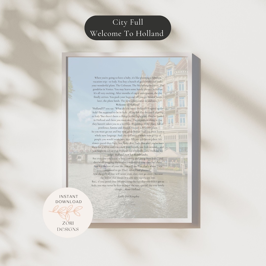 to Holland Poem City Full Print Special Needs Art Down Syndrome CDKL5 Rett Syndrome
