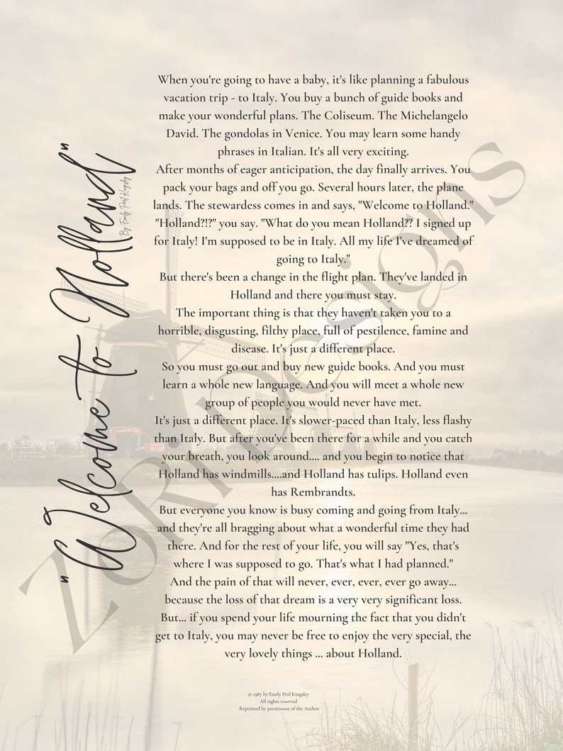 to Holland Poem Windmill Left Title Special Needs Art Down Syndrome CDKL5 Rett Syndrome