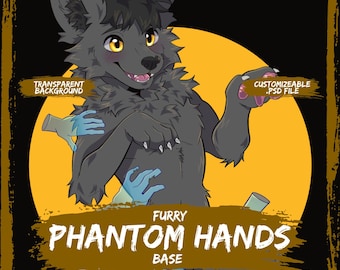 Furry Phantom Hand Base: Customizable Colors, Shaded (.PSD File)