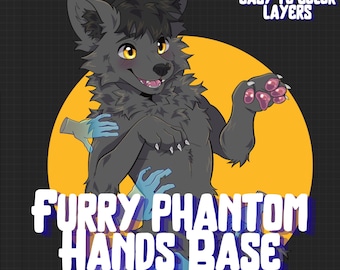Furry Phantom Hand Base: Customizable Colors, Shaded (.PSD File)