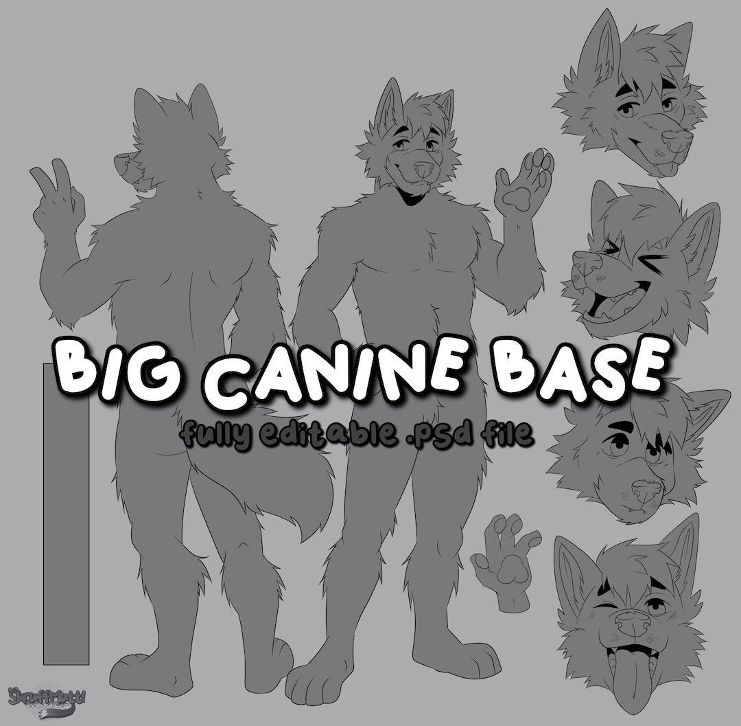 Furry Canine Wolf Base | 2 Ear Types and Chubby Add-on! - Etsy