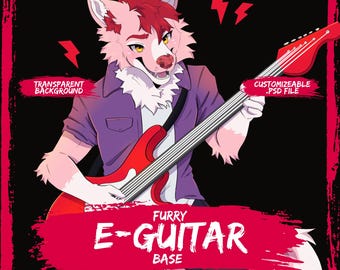 Furry Rockstar Base: Customizable Colors, Shaded (.PSD File)