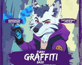 Furry Graffiti Base: Customizable Colors, Shaded (.PSD File)