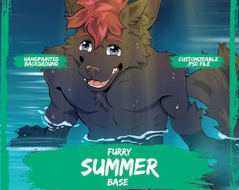 Furry Summer Base: Customizable Colors, Shaded (.PSD File)