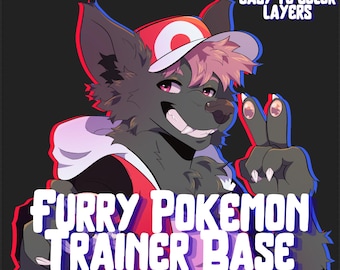 Furry Pokémon Trainer Base: Customizable Colors, Shaded (.PSD File)