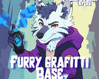Furry Graffiti Base: Customizable Colors, Shaded (.PSD File)