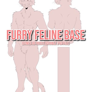 Peut inclure: Dessin au trait d'une base de félin à fourrure, montrant les vues avant et arrière. La base est de couleur rose clair et est prête à être personnalisée.