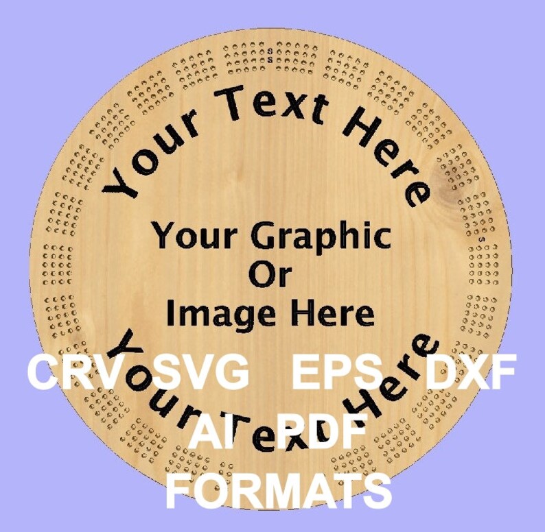 Digital File Cribbage Board Template , Round, Large 15 Diameter, 4