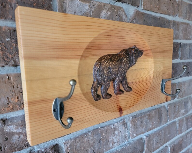 Rustic 3d Carved Wood Bear Coat Rack, Man Cave, Lodge, Lake Home