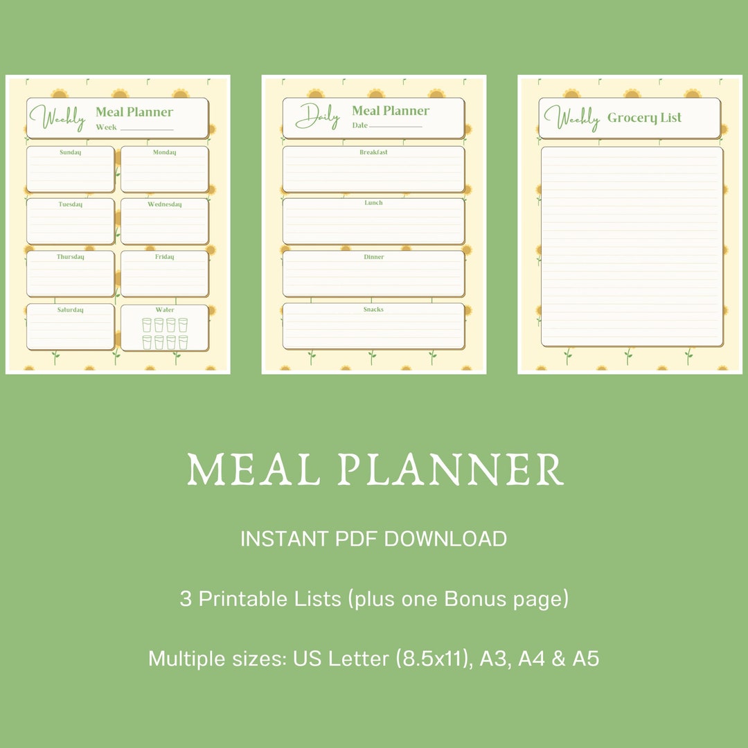 Menu Plan | Meal Plan | Weekly Meal Planner Bundle | Grocery | Meal ...