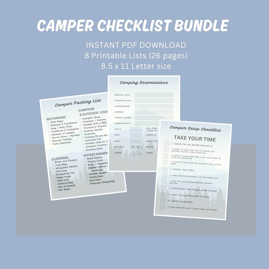 Camper Checklist Printable Bundle Mountains - Etsy