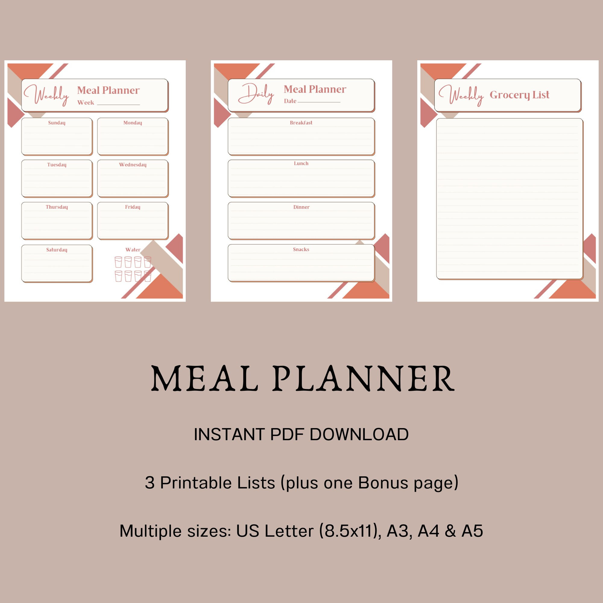 Menu Plan | Meal Plan | Weekly Meal Planner Bundle | Grocery | Meal ...