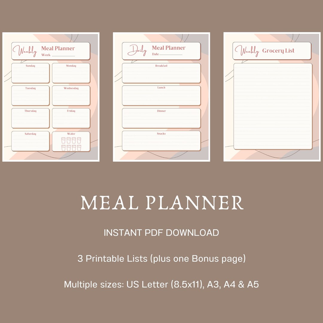 Menu Plan | Meal Plan | Weekly Meal Planner Bundle | Grocery | Meal ...