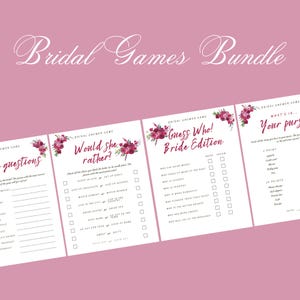 10 Printable Bridal Shower Games Bundle - Magenta - Fun & Interactive Party Activities - Instant Download