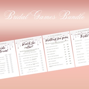 10 Printable Bridal Shower Games Bundle - Rose Gold Hearts - Fun & Interactive Party Activities - Instant Download