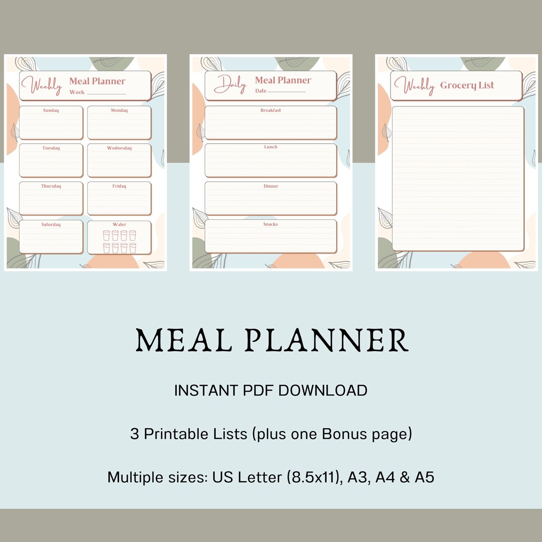 Menu Plan | Meal Plan | Weekly Meal Planner Bundle | Grocery | Meal ...