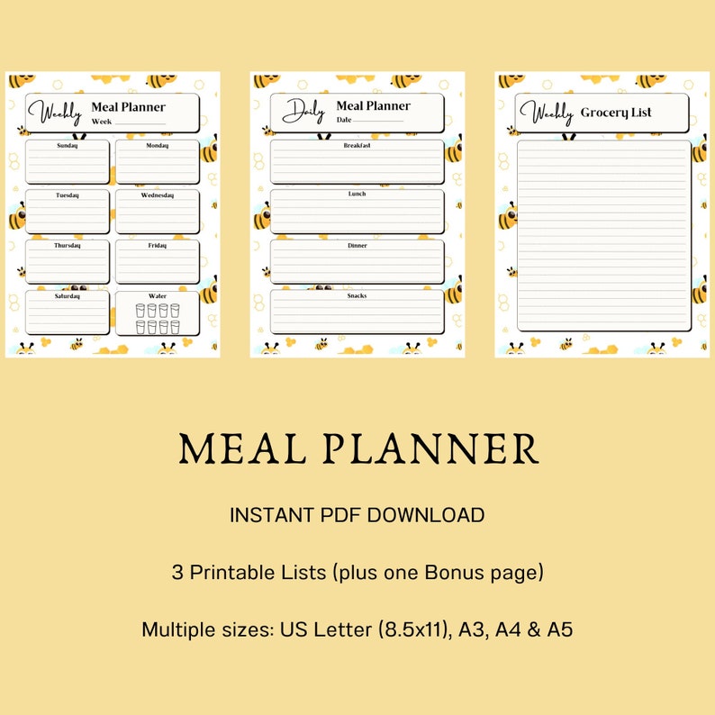 Menu Plan | Meal Plan | Weekly Meal Planner Bundle | Grocery | Meal ...