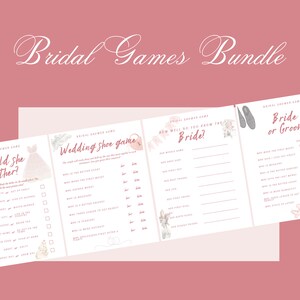 10 Printable Bridal Shower Games Bundle - Pink - Fun & Interactive Party Activities - Instant Download