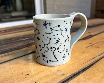 Ceramic Mug Handmade Pottery Celestial Design