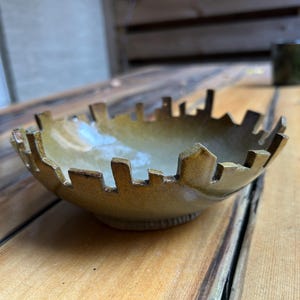 City Skyline Bowl Handmade Carved Ceramic