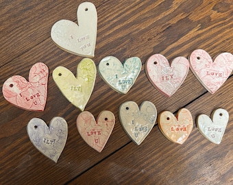 Ceramic Hearts Handmade Pottery Valentine Decor