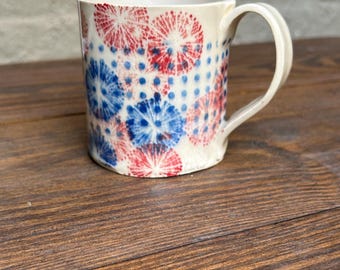 Fireworks Mug 4th of July Red White and Blue