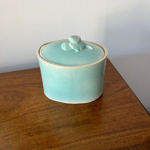 Sea Blue Shell Design Oval Ceramic Box Handmade
