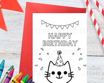 Printable Happy Birthday DOG Coloring Card &amp; Sheet, Kid's Party ...